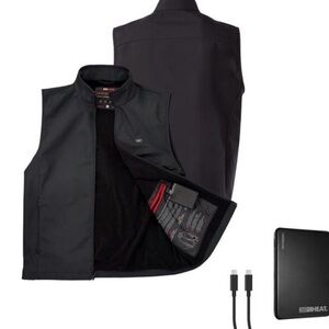 Men's Black Heated Vest with Power Bank (USB Heated) Size L